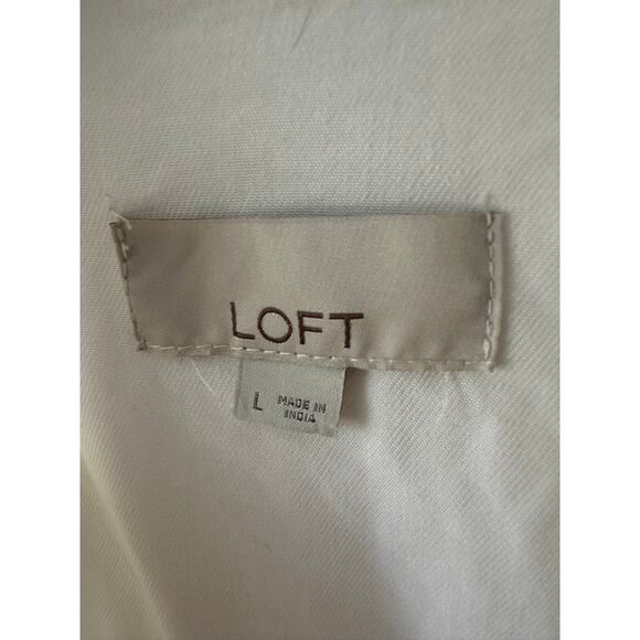 LOFT Cream Snap Closure Drawstring Utility Jacket Women's Size Large - Picture 4 of 5